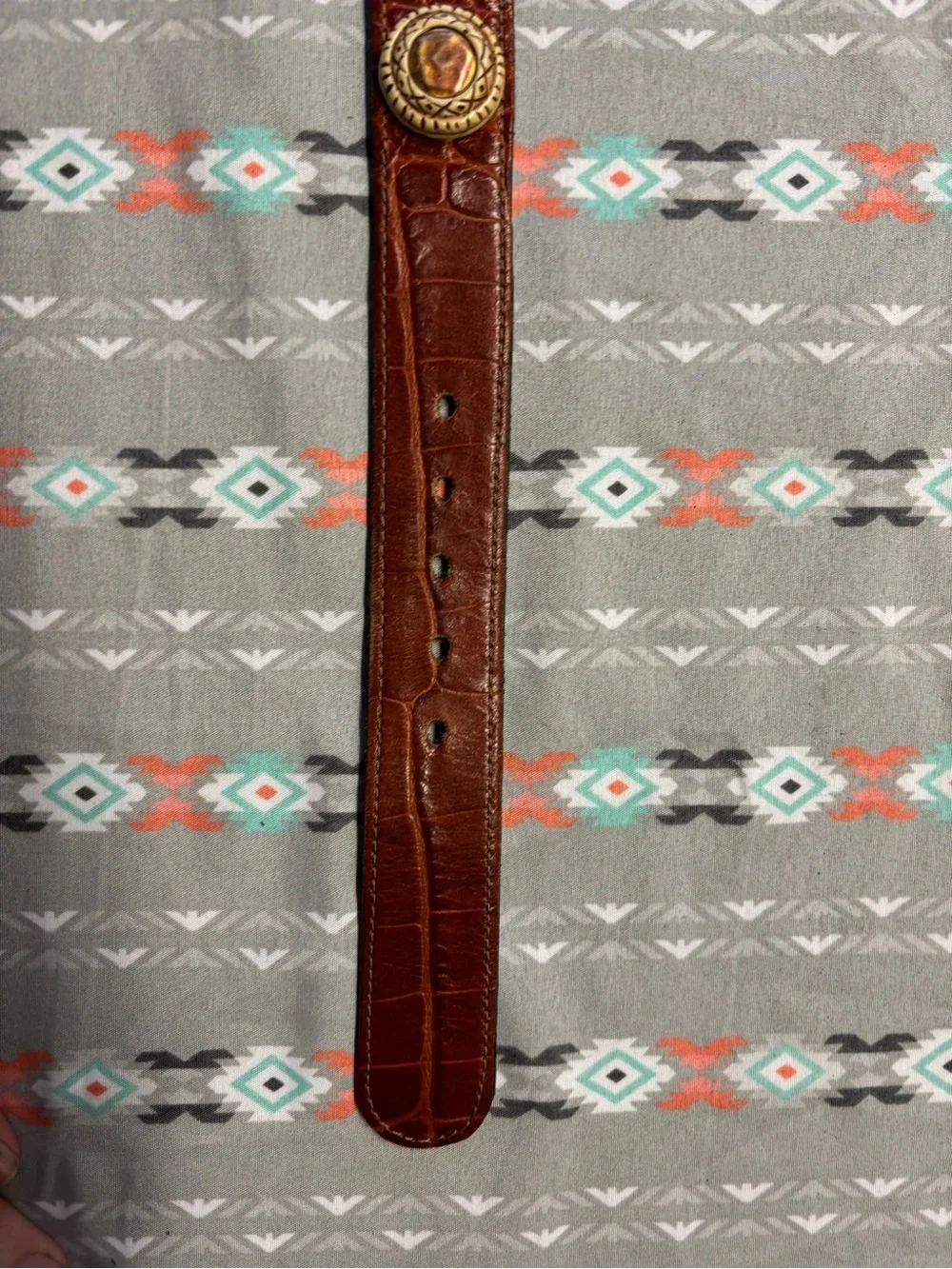 🌀Vintage 80s Crocodile Brown Leather Belt - Picture 6 of 9